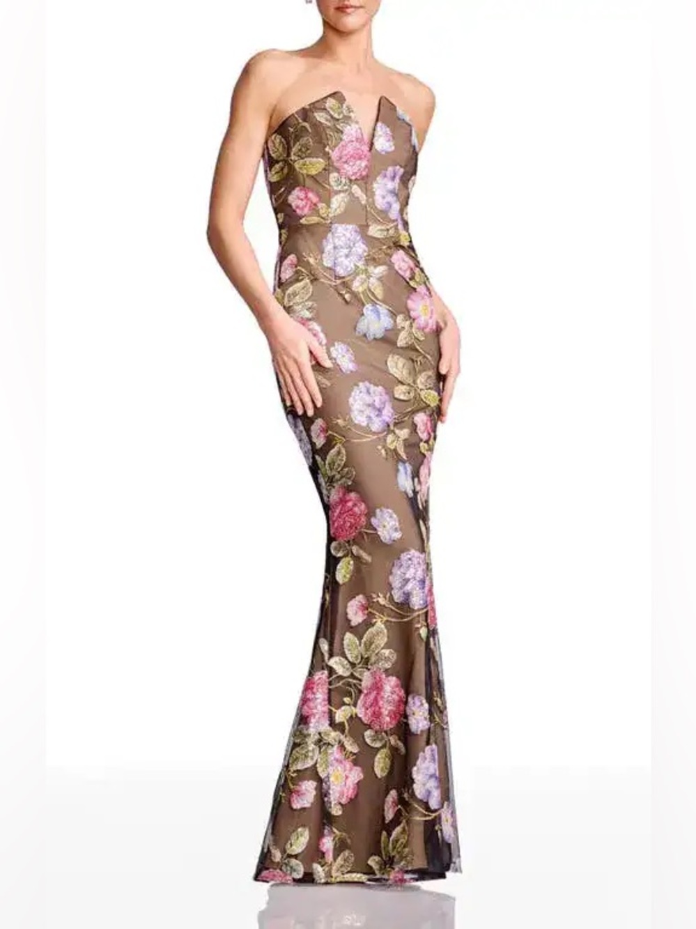Dress the Population Fernanda Embroidered Floral Strapless Gown Size Large - Picture 12 of 13